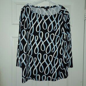 GEOMETRIC ANN TAYLOR TOP SIZE L